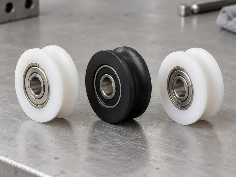 U-groove pulley wheels with different bearing materials