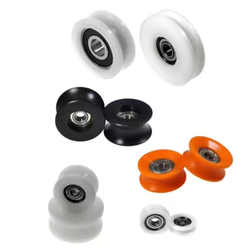 Round cord seated inside a U-groove bearing pulley for lateral guidance