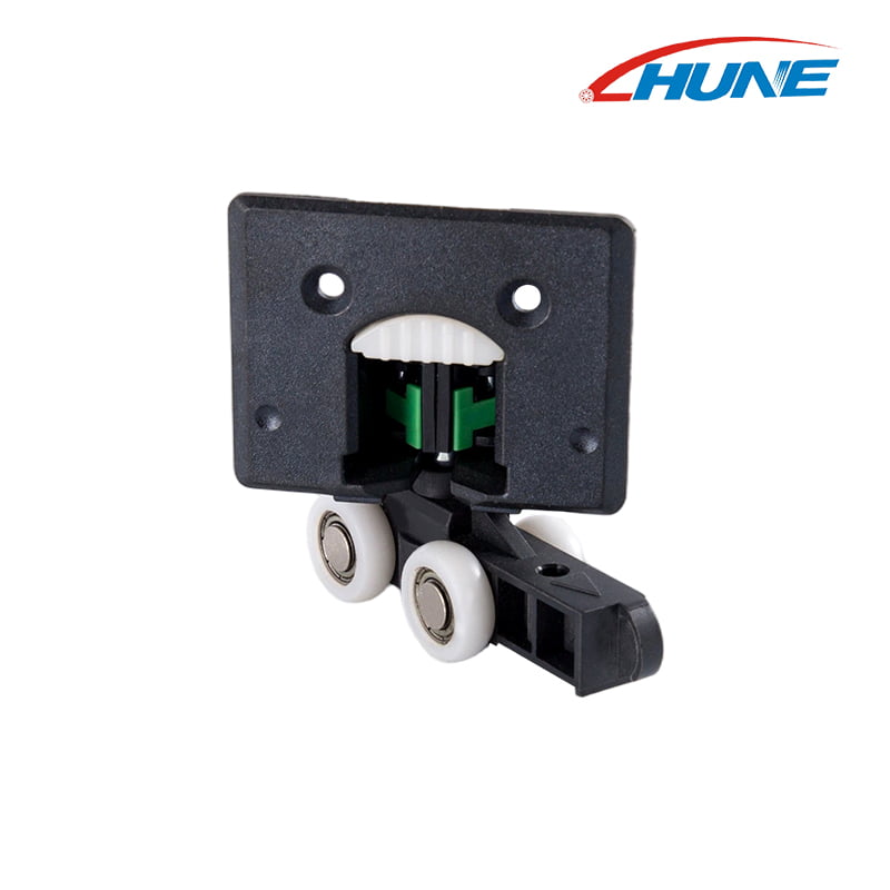 Wardrobe Sliding Door Roller with Buffer Damper, Double Nylon Guide Wheel Assembly
