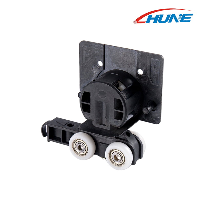 Wardrobe Sliding Door Roller with Buffer Damper, Double Nylon Guide Wheel Assembly