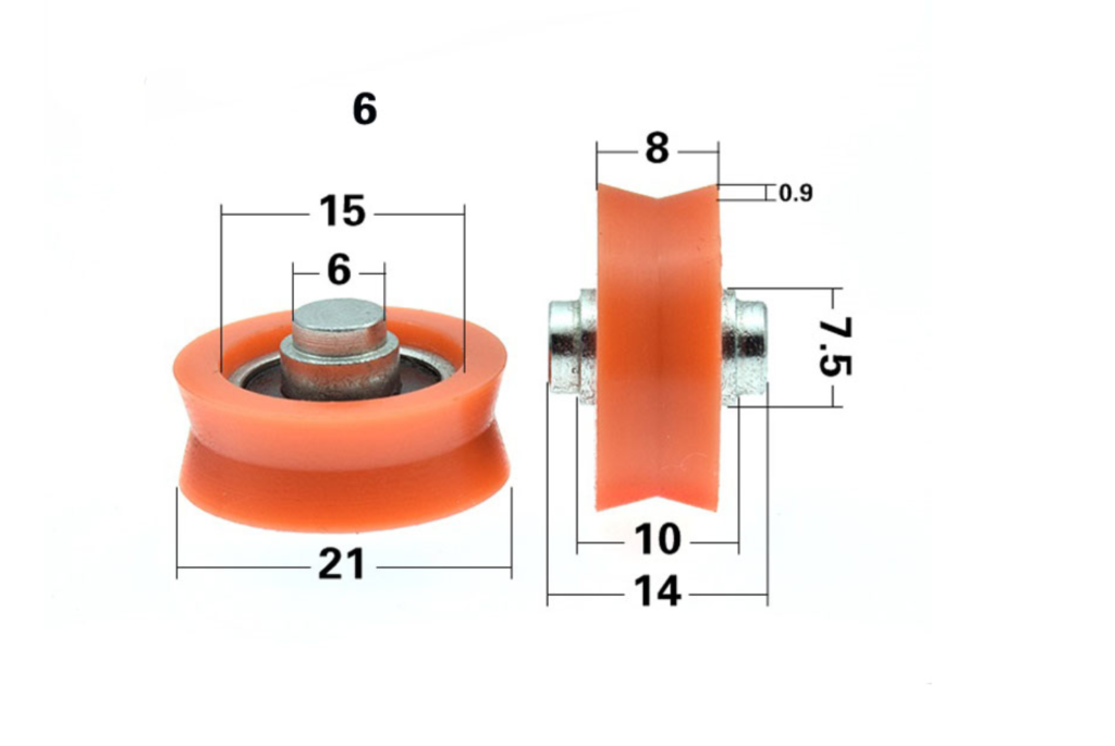 7A/10A V/U Groove Sliding Bearing Rollers with Threaded Shaft