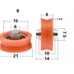 7A/10A V/U Groove Sliding Bearing Rollers with Threaded Shaft