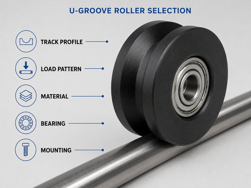 U-groove roller dimensions and track matching guide