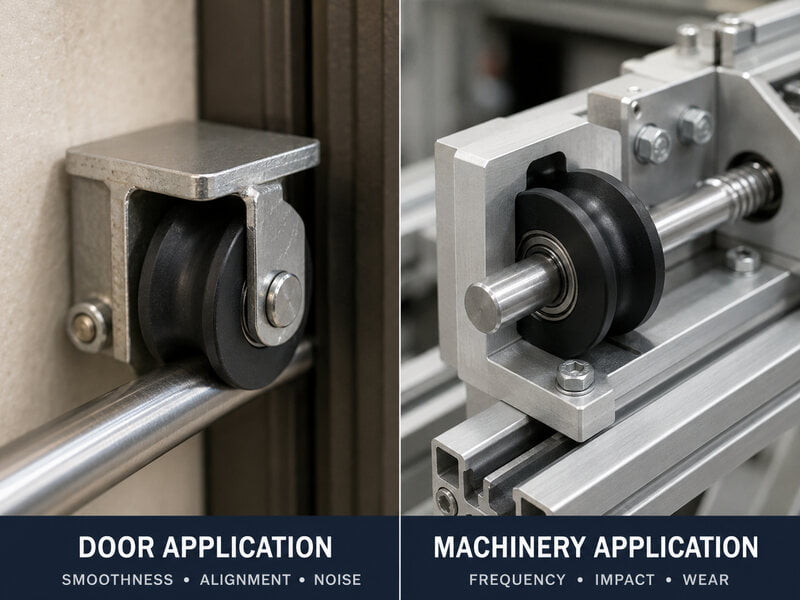 U-groove roller applications in sliding doors and machinery