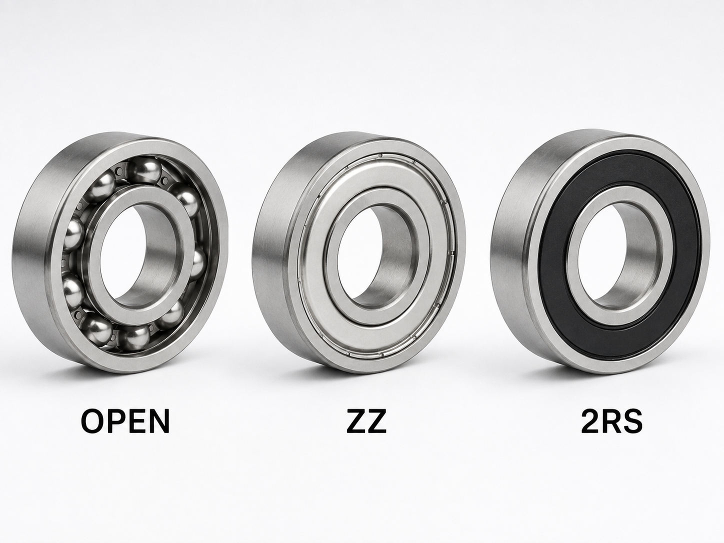 Open shielded and sealed bearing comparison