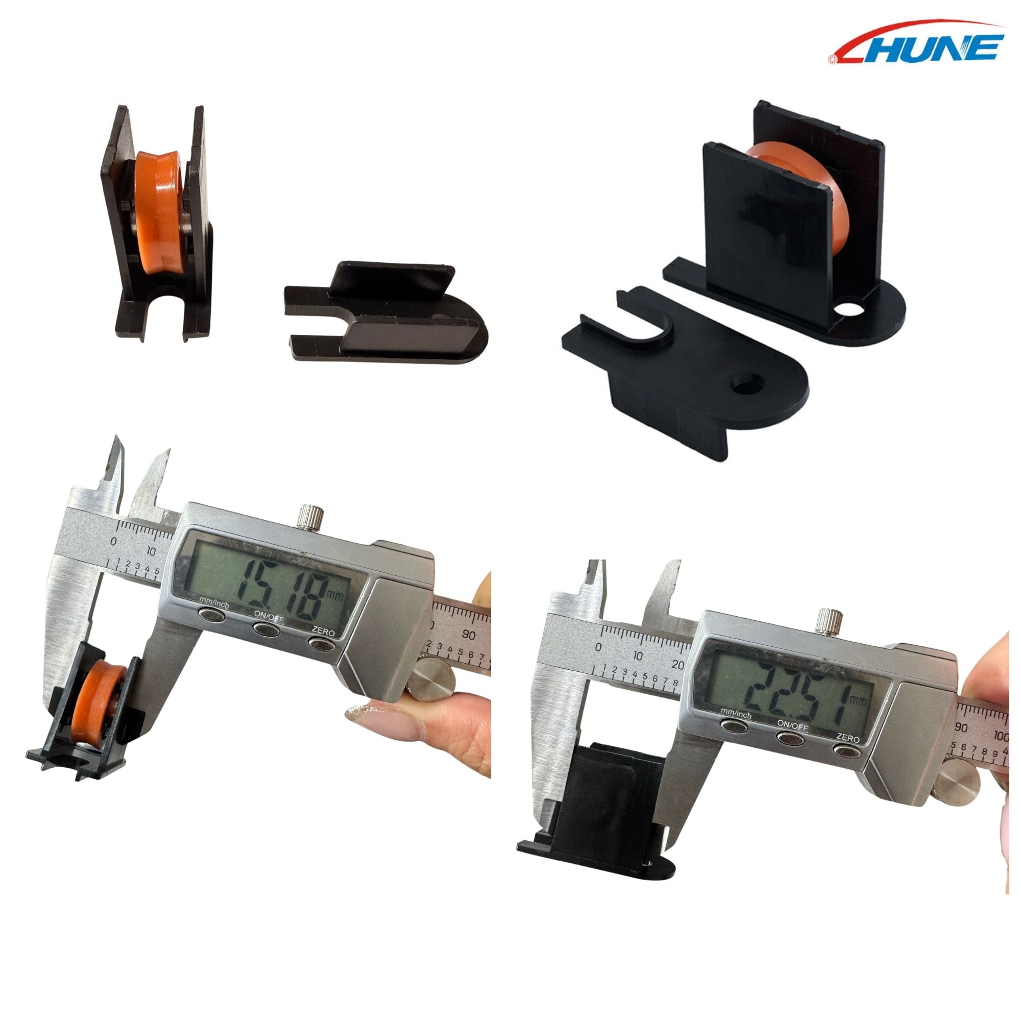 Nylon window roller wheel with plastic housing assembly