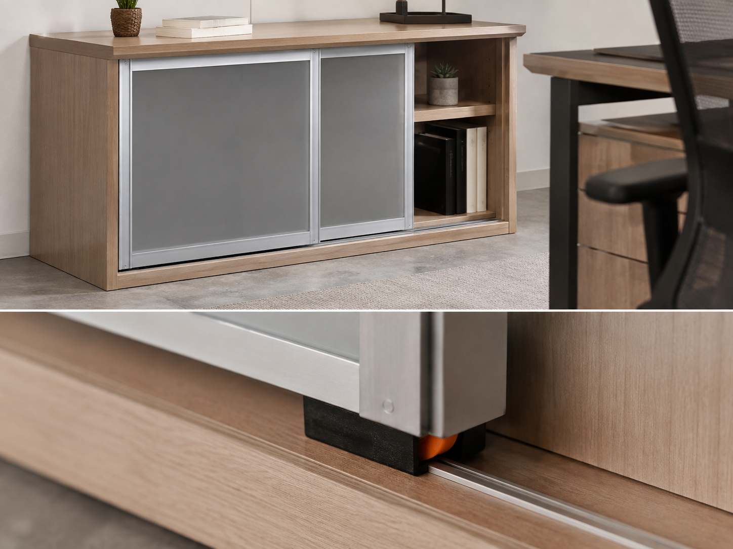 V-groove roller for kitchen cabinet sliding doors