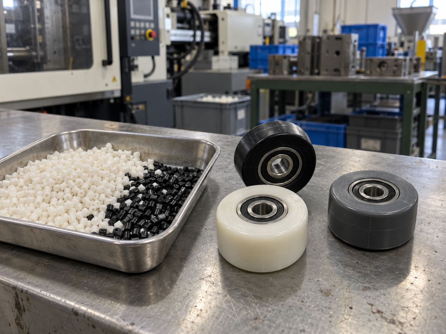 PU raw material and polyurethane-coated bearing rollers