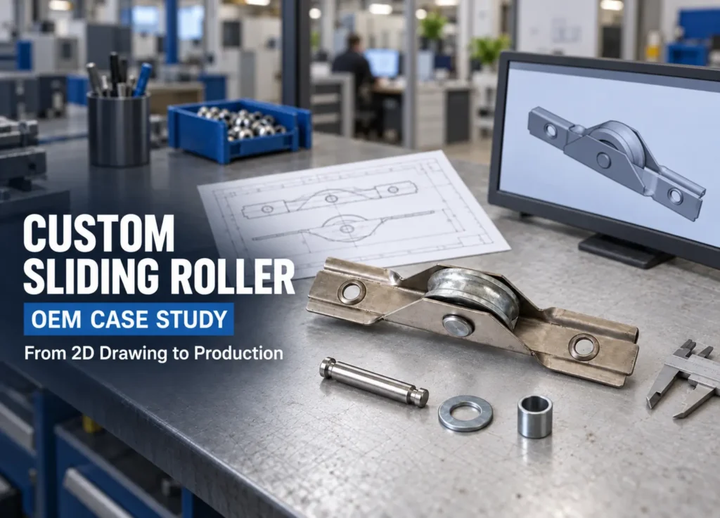 Custom sliding roller OEM case study from 2D drawing to production