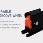 Durable V-groove wheel with axle and plastic housing