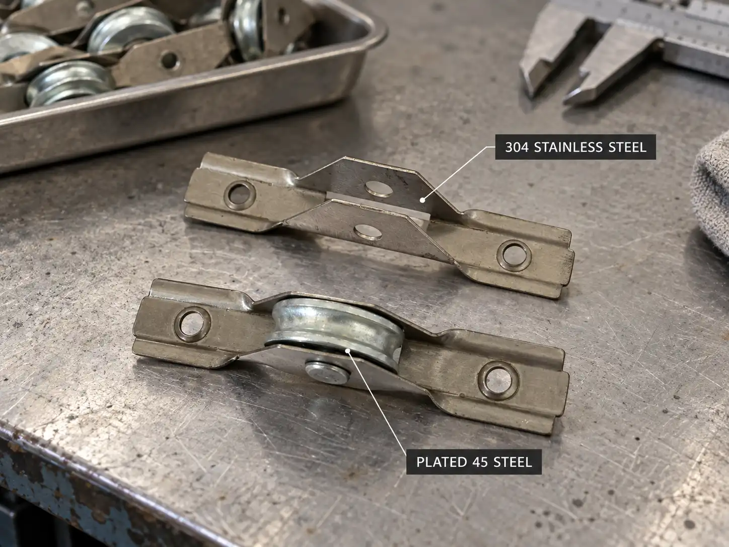 304 stainless steel housing with electroplated 45 steel roller components