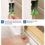 Wardrobe sliding door top roller installation and height adjustment
