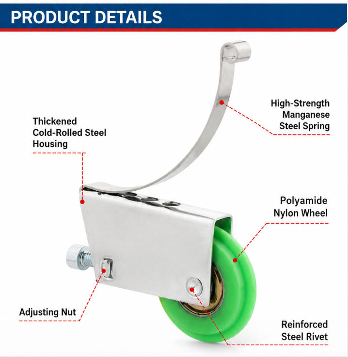 Wardrobe sliding door roller components and wheel profile options
