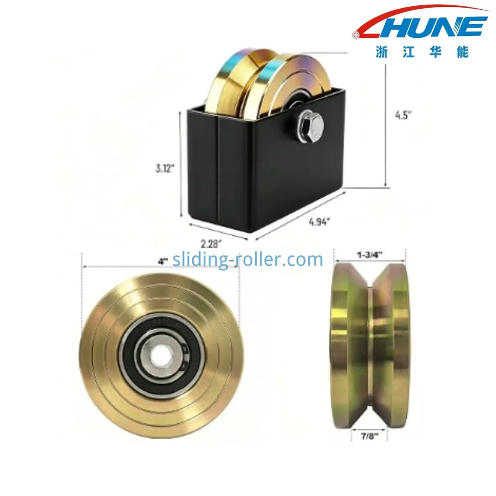 Custom V-Groove Steel Roller with 6205-2RS Bearing (1)